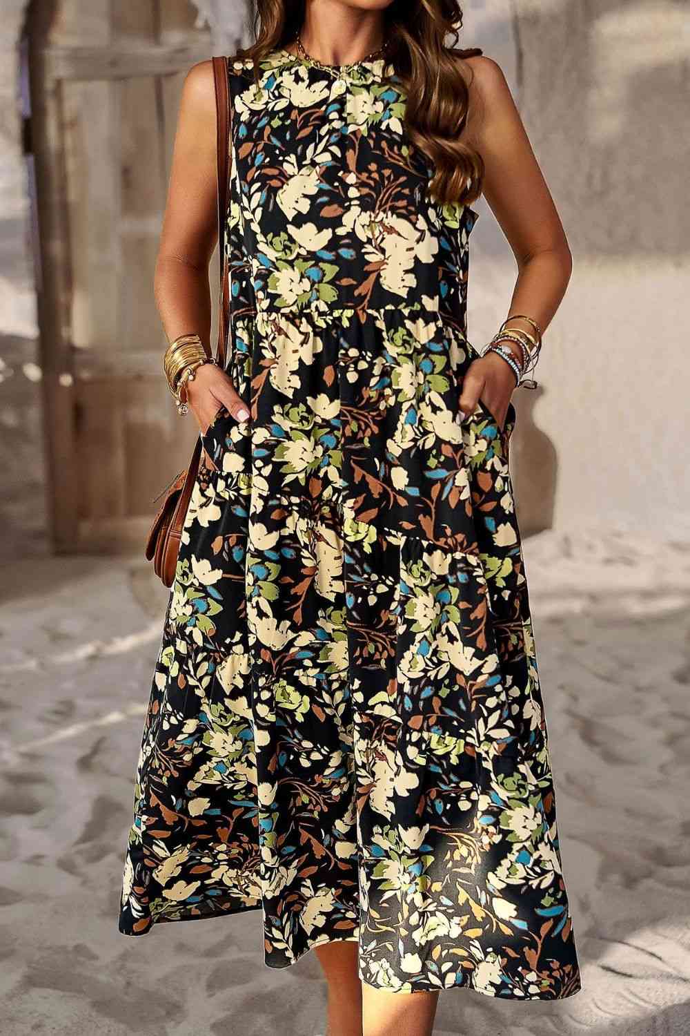 Printed dress with pocket